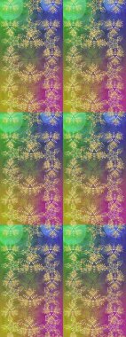 Çiçekler. Soyut etnik raster çizim kalıbı. Vadinin çiçekleri yeşil ve kahverengi renklerde.