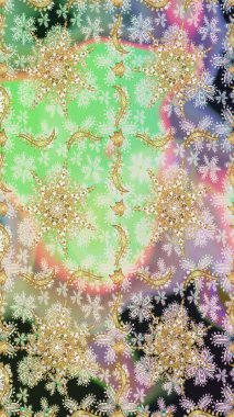 Damask pürüzsüz süsü. Tarafsız renkler üzerinde klasik oryantal desen. Geleneksel raster ve altın desen.