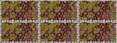 Şirin çiçek elementleri. Kusursuz. Kahverengi renkli çiçekler. Raster illüstrasyonu.