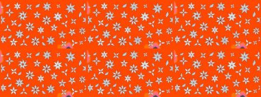 Raster illüstrasyonundaki çiçek desenli çizim. Turuncu renkte çiçekler.