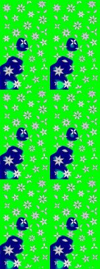 Yeşil ve mavi renkte çiçekler. Yumuşak, yaz çiçekli arka plan. Raster çiçek desenli ve çiçekli..