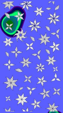 Raster illüstrasyonundaki çiçek desenli çizim. Düz Çiçek Elementleri Tasarımı. Güzel kumaş deseni. Renkli Bahar Teması çizim şablonu.