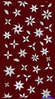 Sevimli çiçek raster deseni. Kırmızı renkte çiçekler. Düz Çiçek Elementleri Tasarımı. Renkli Bahar Teması çizim şablonu.