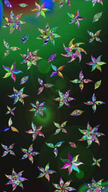 Gri renkli çiçekler. Raster illüstrasyonundaki çiçek desenli çizim. Düz Çiçek Elementleri Tasarımı. Renkli Bahar Teması çizim şablonu.