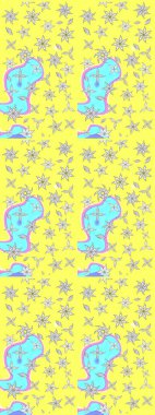 Küçük çiçekteki sevimli çiçek deseni. Güzel kumaş deseni. Raster illüstrasyonu. Güzel karalamalı çiçek deseni çiz..