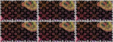 Siyah renkli çiçekler. Elle boyanmış suluboya, kusursuz çiçekler ve bitkiler..