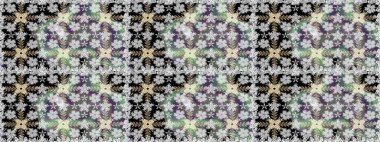 Raster illüstrasyonunda kusursuz çiçek deseni. Gri renkli çiçekler. Renkli Bahar Temalı Kusursuz Arkaplan. Düz Çiçek Elementleri Tasarımı.