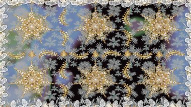 Gri renklerde altın tekrarlayan elementlerle soyut arkaplan. Kusursuz oryantal klasik altın desen.