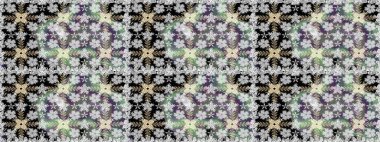 Raster illüstrasyonunda kusursuz çiçek deseni. Gri renkli çiçekler. Renkli Bahar Temalı Kusursuz Arkaplan. Düz Çiçek Elementleri Tasarımı.