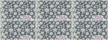 Küçük çiçekteki sevimli çiçek deseni. Gri renklerde. Raster illüstrasyonu. Raster deseni. Soyut çiçek pürüzsüz desen arkaplanı.