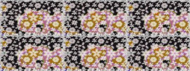 Küçük çiçekli kusursuz yay deseni. Suluboya stilinde gri renkte. Raster illüstrasyonu.