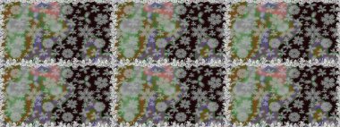 Gri renkli çiçekler. Raster Illustrasyon 'da moda olmayan çiçek deseni. Düz Çiçek Elementleri Tasarımı. Renkli Yaz Temalı Kusursuz Arkaplan.