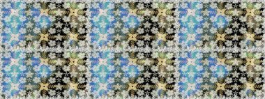 Raster illüstrasyonu. Küçük çiçekli kusursuz yay deseni. Suluboya tarzında gri renkler üzerine.