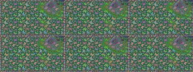 Mavi arka planda renkli kelebekler. Renkli folklorlu, kelebekli kusursuz desen. Paketleme, kağıt, kumaş için uygun.