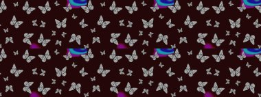 Çocuk kelebek çizim kalıbı. Kahverengi renkli sanat kelebekleri. Raster. Kağıt, kumaş, ambalaj kağıdı ve duvar kağıdı tasarımı için sevimli bir arkaplan.