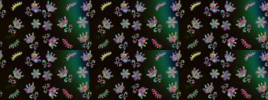 Yapraklı çizim şekli. Tekstil için figür. Davetiye ve kartpostal tasarımı için dekoratif çiçek unsurları. Poster ya da kapak için arka plan. Sevimli zarif çiçekler Raster illüstrasyonu.