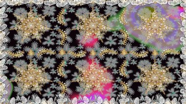 Geleneksel oryantasyon süsü. Gri renklerde, altın elementlerle kusursuz desen. Klasik raster sarısı, kusursuz desen. Klasik vintage arkaplan.