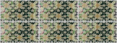 Kusursuz bir arka plan modeli. Yapraklı çiçekler ve kır renkli papatya çiçekleri. Raster - stok.