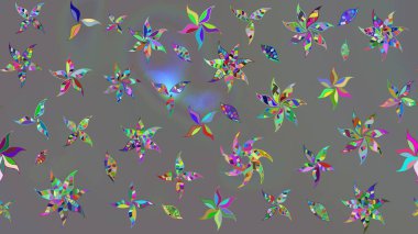 Raster illüstrasyonundaki çiçek desenli çizim. Suluboya tarzında gri renkte çiçekler.