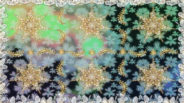 Gri renkli ve altın elementli altın desenli. Raster oryantal süs. Kusursuz altın desen.