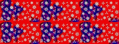 Şirin çiçek elementleri. Kırmızı renkte çiçekler. Raster illüstrasyonu. Çizim.