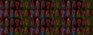 Kahverengi renkli çiçekler. Düz Çiçek Elementleri Tasarımı. Raster Illustrasyon 'daki Çiçek Deseni' nin son moda çizimi. Renkli Yaz Teması çizim şablonu.