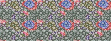 Raster stili kumaş deseni. Çiçekler suluboya çizim deseni.