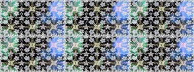 Raster illüstrasyonu. Çiçeklerle suluboya desenli çiçek deseni. Gri renkli güzel tekstil.