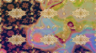 Tarafsız ve altın desenli. Klasik raster şablonu. Tekrarlayan ögelerle soyut arkaplan çiz.