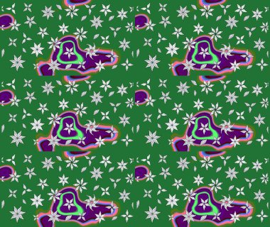 Raster illüstrasyonu. Çiçekler, dallar, bitkiler ve çiçekler. El çizimi. Güzel kumaş deseni.