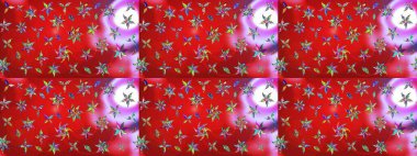 Raster illüstrasyonu. Kırmızı renkte karalamalı çiçek deseni çiz.