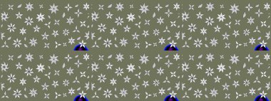 Çiçekli karalama şeklinde Raster çiçek deseni. Yeşil renkli çiçekler. Nazik, sevimli çiçek arkaplanı..