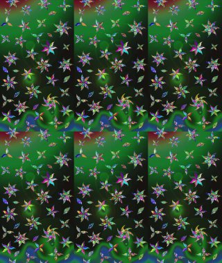 Raster illüstrasyonu. Çizim çiçek deseni duvar kâğıdı olarak kullanılabilir. Yeşil renkte çiçekler.