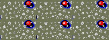 Çiçekli karalama şeklinde Raster çiçek deseni. Nazik, narin çiçek arkaplanı. Yeşil renkte çiçekler.