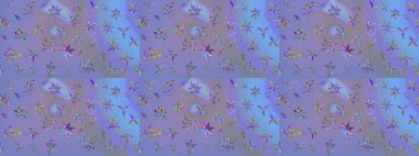 Süslü kumaş deseni. Raster illüstrasyonundaki çiçek desenli çizim. Renkli Bahar Teması eskiz kalıbı. Düz Çiçek Elementleri Tasarımı.