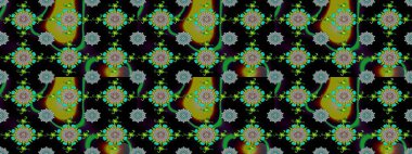 Siyah, yeşil ve gri renkli çiçekler. Elle boyanmış suluboya resim çizimi çiçekler ve bitkiler.