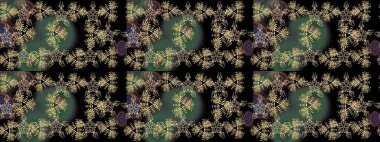 Klasik çiçek tasarımı elementleri. Raster illüstrasyonu. Siyah kıvırcık çiçekler siyah renklerde şekillenir.