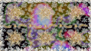 Barok tarzında kusursuz bir doğulu süsü. Gri renkli ve altın elementli geleneksel klasik altın sarısı desen.