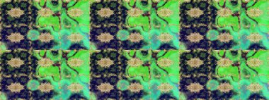 Altın elementlerle yeşil renklerde altın desen. Altın şablonu çiz. Raster doğulu süsü.