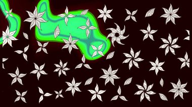 Raster illüstrasyonu. Nazik, yaz çiçekleri siyah renklerde. Raster çiçek desenli ve çiçekli..