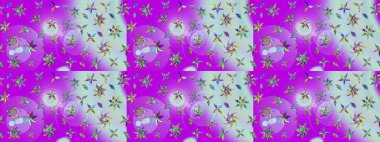 Raster illüstrasyonundaki çiçek desenli çizim. Mor ve nötr renkte çiçekler.