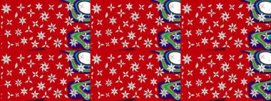 Raster Floral Illustration, Asyalı tekstil. Kırmızı renkli etnik çiçeklerle zarif bir eskiz şekli..