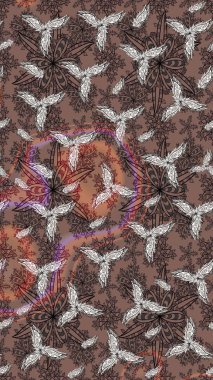 Kahverengi renkli çiçekler. Çiçek desenli eskiz. Tişört baskısı için çiçek boyama rasteriName.