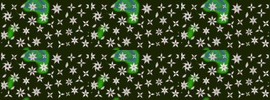 Üzerinde gri renkte karalamalar olan çiçek desenleri çiz. Raster illüstrasyonu.