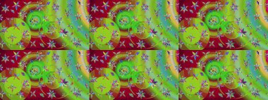 Süslü kumaş deseni. Raster illüstrasyonundaki çiçek desenli çizim. Düz Çiçek Elementleri Tasarımı. Renkli Bahar Teması çizim şablonu.