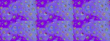 3D çiçekler, eskiz. Mor renklerde. Raster illüstrasyonu.