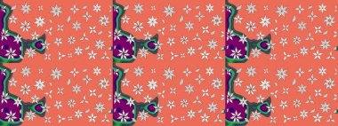 Güzel kumaş deseni. Raster suluboya deseni, narin çiçekler, turuncu çiçekler, tebrik kartı şablonu..