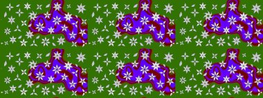 Kumaş desenli papatya çiçeği detayı. Yeşil renkte çiçekler.