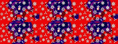 Düz Çiçek Elementleri Tasarımı. Sevimli çiçek raster deseni. Renkli Yaz Temalı eskiz kalıbı. Modaya uygun kumaş deseni.