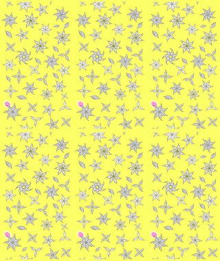 Sabıka fotoğraflarında, bebek kıyafetlerinde, duvar kâğıtlarında, paket kutularında falan kullanılabilir. Zarif, parlak ve eskiz sarı çiçek desenli.